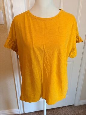 Old Navy Golden Yellow Short Sleeve Tee with Eyelet Ruffle Sleeves